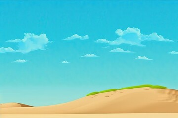 Vacant Sand Dunes, Clear Blue Sky. Generative AI