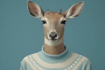 Portrait of A Deer Wearing a Modern Haute Couture Shirt - Generated by Generative AI