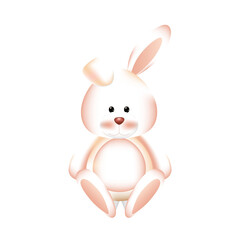 Ilustracion vectorial de juguete, lindo conejito de peluche . Diseño png 300 dpi