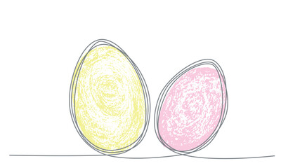 Easter eggs set with line and hand draw grunge texture.Vector stock illustration isolated on white background for template spring holiday, menu restaurant, greeting card, invitation to egg hunt. 