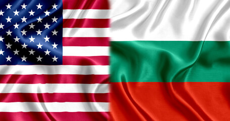 USA and Bulgaria flag silk