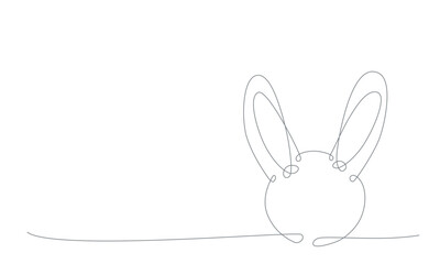 Easter bunny continues line hand draw element. Vector stock illustration minimalism design isolated on white background. Editable stroke single line. 