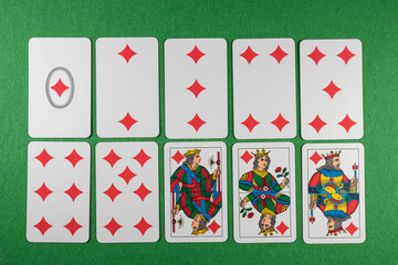 Italian playing cards, piedmontese deck squares suit