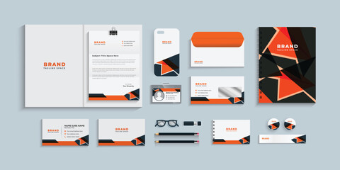 corporate identity template with digital elements. Stationery design Vector company style for brand book and guideline.