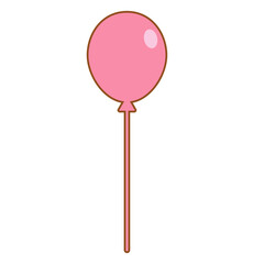 ピンク色の紐がまっすぐの風船のアイコンイラスト