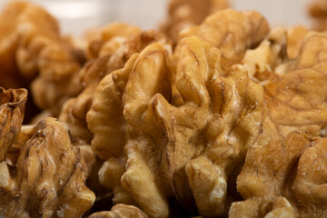 Walnut on the table.Proper nutrition.Natural nutrition.