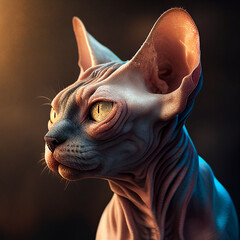 sphynx feline, super realistic with vivid colors, soft lights, Generative AI