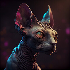 sphynx, super realistic with vivid colors, soft lights, Generative AI
