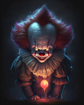 Extremely cute little Glacialpunk Pennywise Soft pastel lighting generative ai