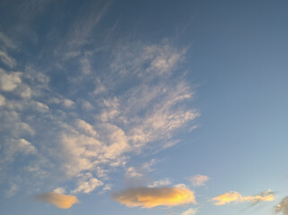 Sunset in the sky. Golden hue. The Olympus in the sky