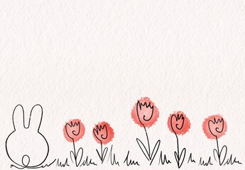 Spring Bunny Watercolor Line Art