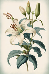 White Lily on white background