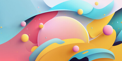 Abstract summer geometric shapes background, Generative AI