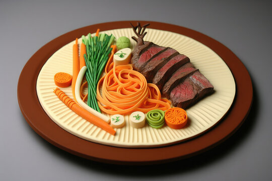 Paper Quilling Shapes of Lamb Fillet with Pichelsteiner Stew, Generative AI