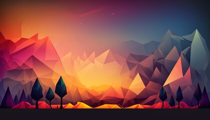Abstract background with different geometric patterns. Gradient, all colors of the rainbow, very detailed. Generative art.
