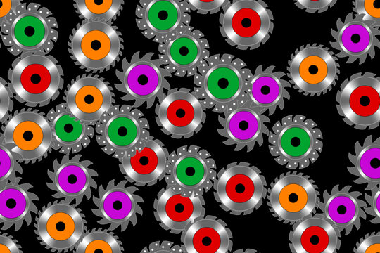 Circulation Saws Seamless Pattern Background, Vector Illustration