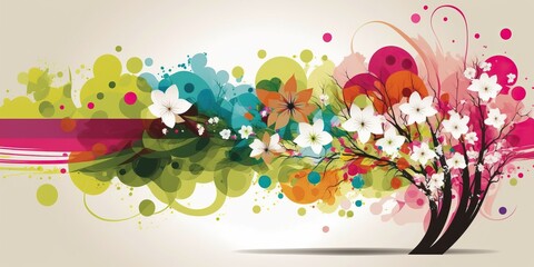 Abstract Flower Banner, Floral Background, Generative AI