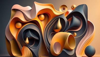 Abstract background with different geometric patterns. Gradient, all colors of the rainbow, very detailed. Generative art.