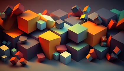 Abstract background with different geometric patterns. Gradient, all colors of the rainbow, very detailed. Generative art.