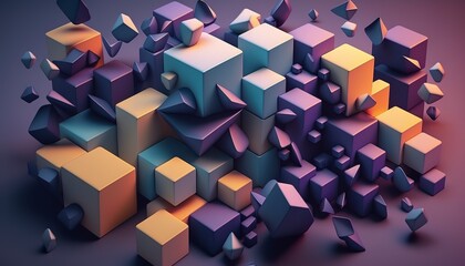 Abstract background with different geometric patterns. Gradient, all colors of the rainbow, very detailed. Generative art.