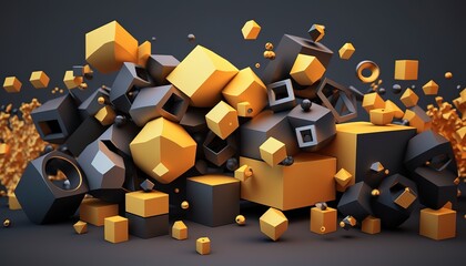 Abstract background with different geometric patterns. Gradient, all colors of the rainbow, very detailed. Generative art.