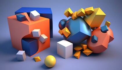 Abstract background with different geometric patterns. Gradient, all colors of the rainbow, very detailed. Generative art.