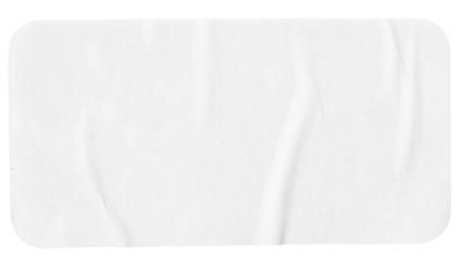 Crumpled paper sheet isolated . Rectangle shape with rounded edges. Template mockup