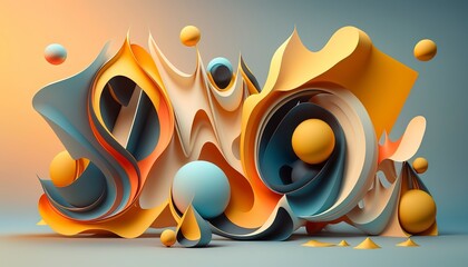 Abstract background with different geometric patterns. Gradient, all colors of the rainbow, very detailed. Generative art.