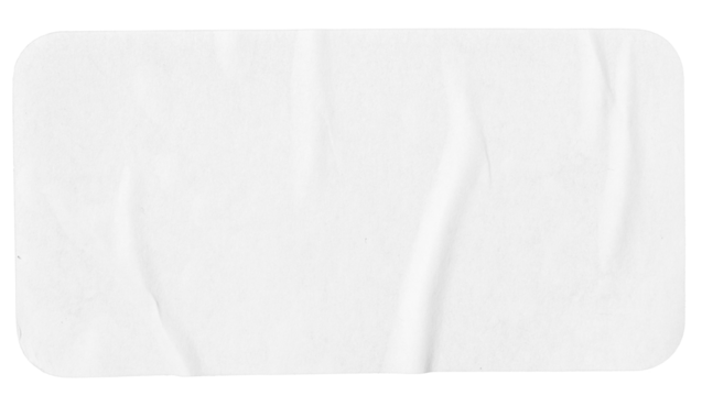 Crumpled paper sheet isolated . Rectangle shape with rounded edges. Template mockup