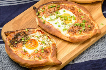 khachapuri - bread baked with cheese and egg