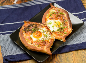 khachapuri - bread baked with cheese and egg