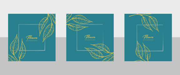 Neutral floral background in simple colors. Vector border with hand drawn flowers in line style for social media post, invitation, greeting card, packaging, branding design, banner, poster, advertisin