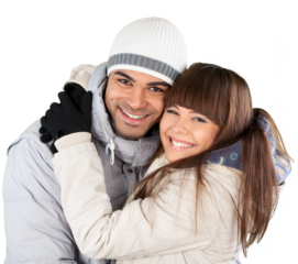 Young beauty couple in winter cloth