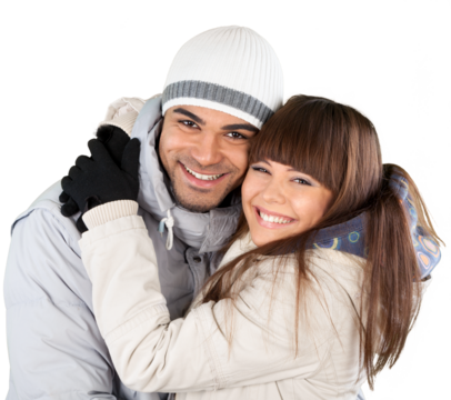 Young beauty couple in winter cloth