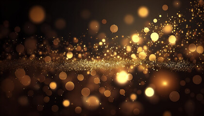 Golden particles bokeh effect luxury background, Generative AI