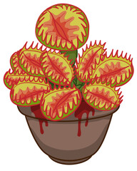 Drawing of a carnivorous carnivorous plant. He is hungry and dangerous.
