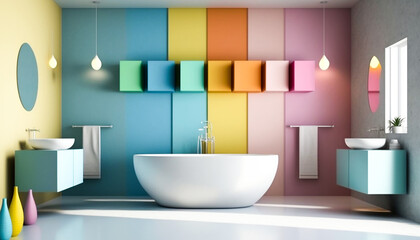 Obraz na płótnie Canvas Modern pastel colors bathroom concept design 