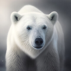 Obraz na płótnie Canvas White polar bear in its natural habitat. Frozen ice and snow.
