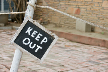 Fototapeta premium rustic home made no trespassing Keep Out sign 