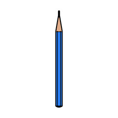 Simple Blue Wooden Pencil Symbol Icon. Vector Image.