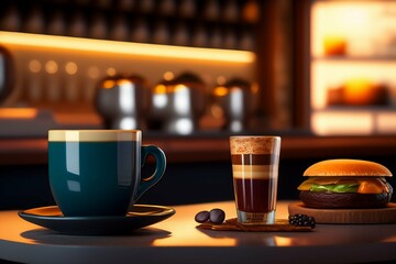 modern style coffee shop, fine and elegant, AI Generated