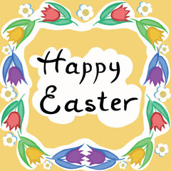 summer background happy easter card happy easter,greeting card with spring flowers tulips,yellow,pink,purple,happy spring,hello spring,spring flowers,daisies,a frame of spring flowers tulips