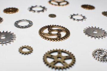 clock parts with cogs and wheels