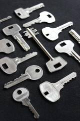 Vertical Stock Photo Of Laid Out Keys For Lock With Different Designs

