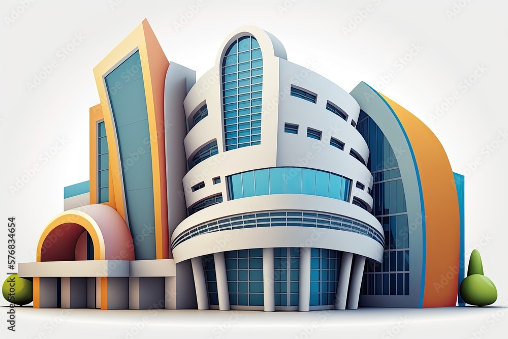 Aufkleber segment of an abstract building design on a white background. generative ai