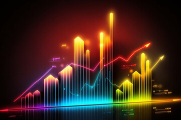 3D World Business Graph or Chart with Stock Market or Financial Market - Generate AI