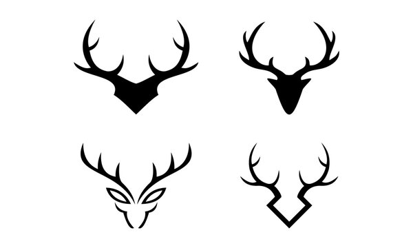 deer head antler logo set template