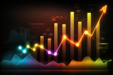 3D World Business Graph or Chart with Stock Market or Financial Market - Generate AI