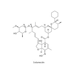 Selamectin  flat skeletal molecular structure Avermectin anti parasitic drug used in Parasitic infection treatment. Vector illustration.