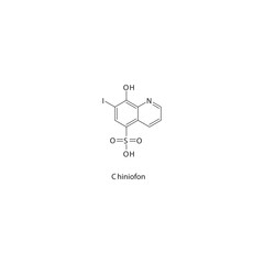 Chiniofon  flat skeletal molecular structure Antiprotozoal drug used in amoebiasis treatment. Vector illustration.